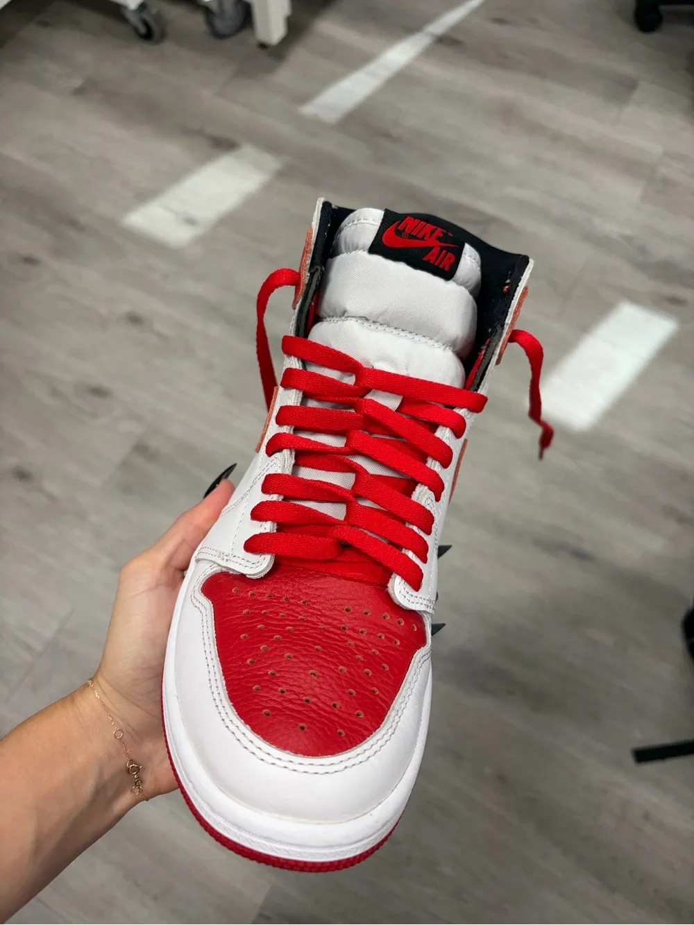 Jordan Men’s High Top Sneakers - White/Red/Black